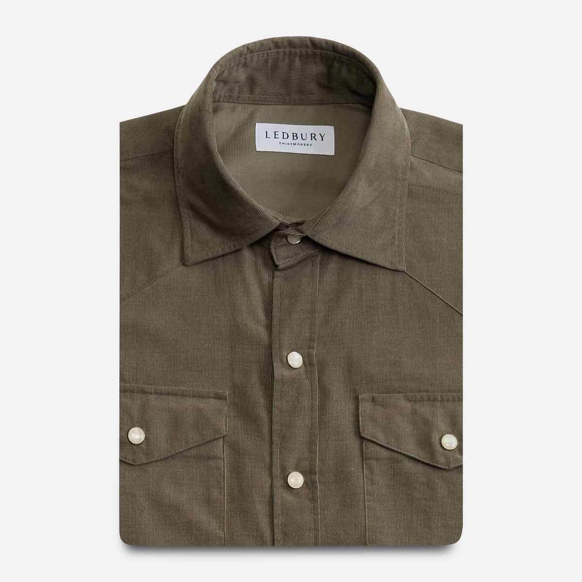 The Dusty Olive Crockett Corduroy Western Custom Shirt – Ledbury