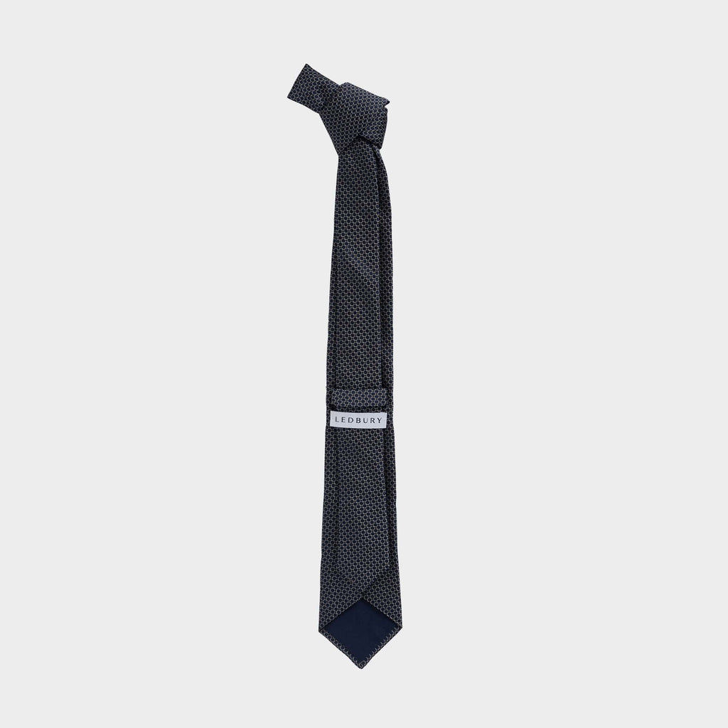 The Navy Blue Santo Silk Cotton Tie Tie- Ledbury