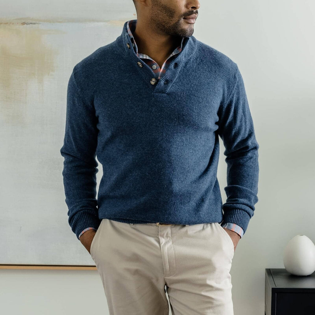 The Blue Heather Brewer Mock Neck Sweater Sweater- Ledbury