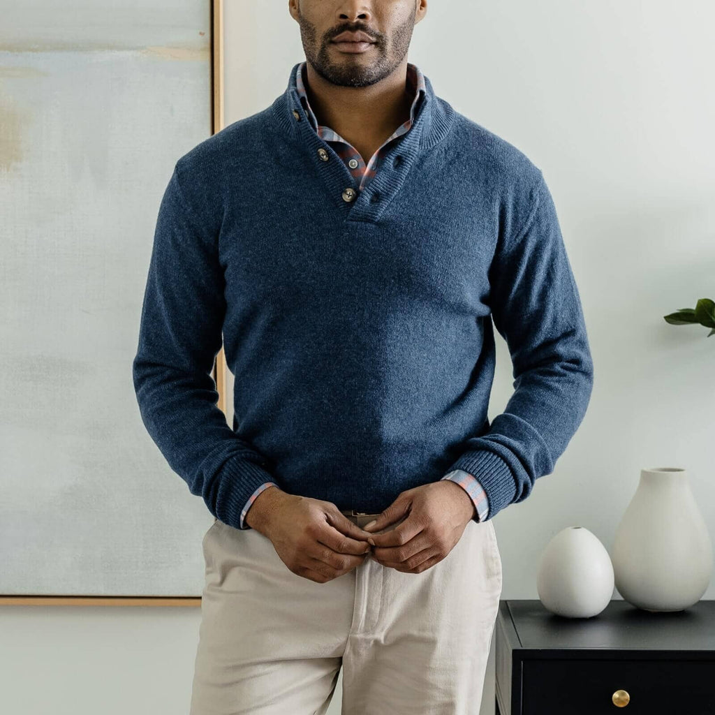 The Blue Heather Brewer Mock Neck Sweater Sweater- Ledbury