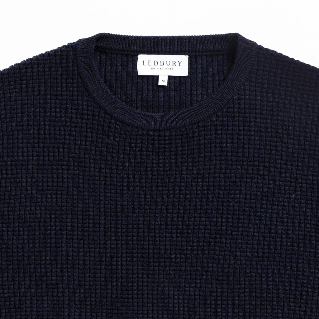 The Navy Walden Thermal Crew Sweater Sweater- Ledbury