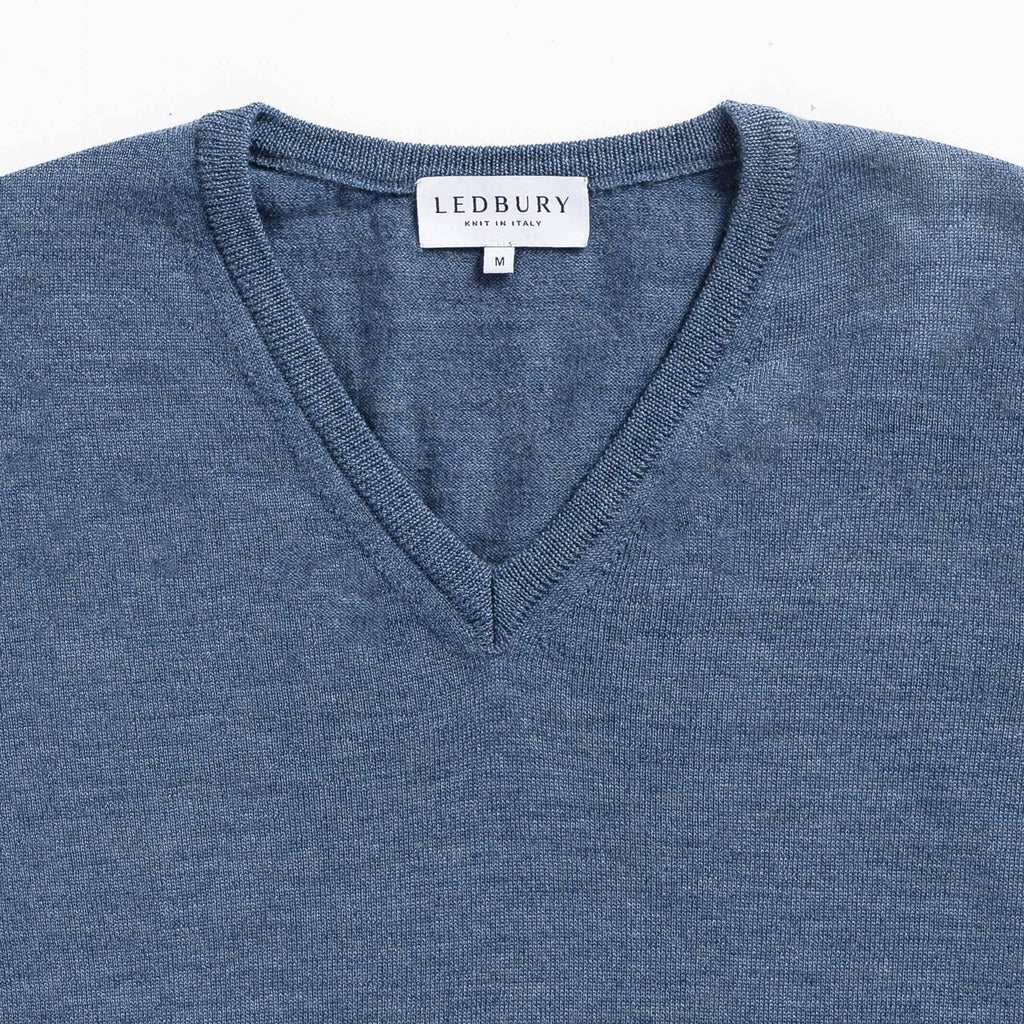 The Blue Heather Emmons V-Neck Sweater- Ledbury