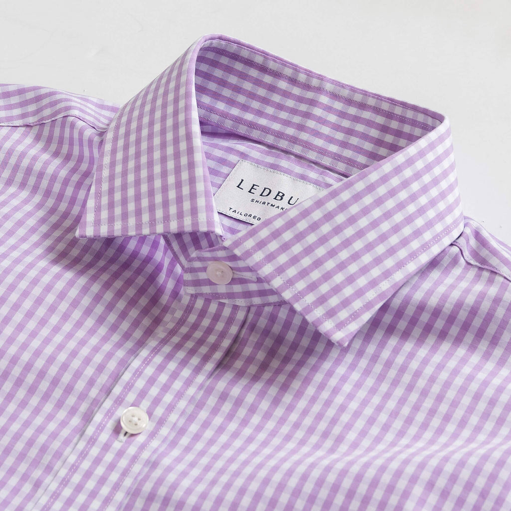 The Purple Bagley Gingham Dress Shirt Dress Shirt- Ledbury