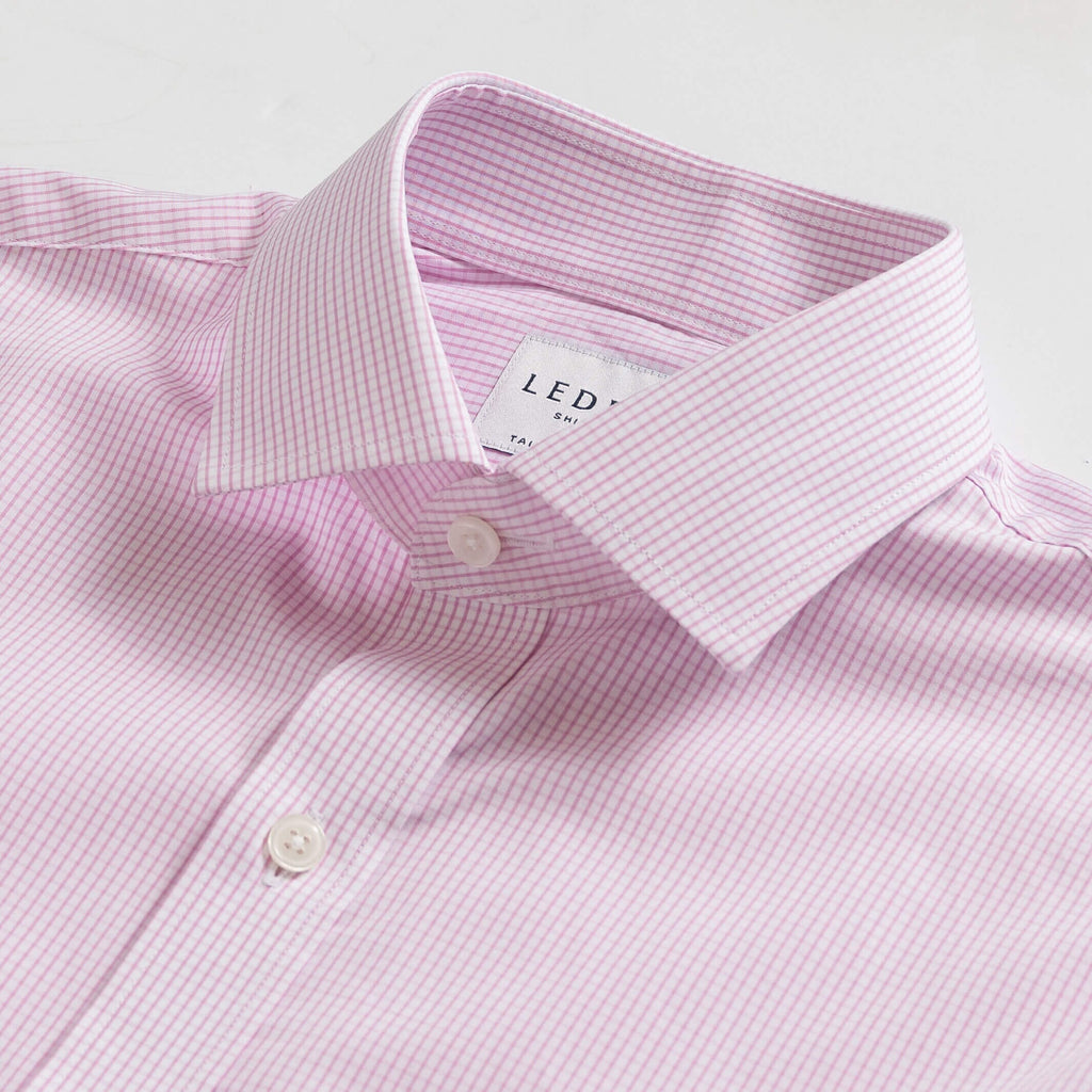 The Pink Mills Micro Check Dress Shirt Dress Shirt- Ledbury