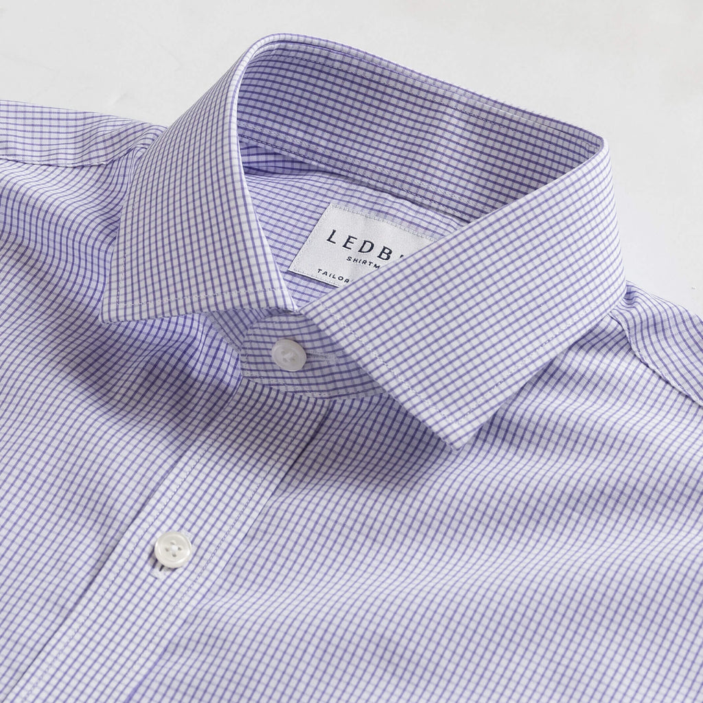 The Purple Mills Micro Check Dress Shirt Dress Shirt- Ledbury