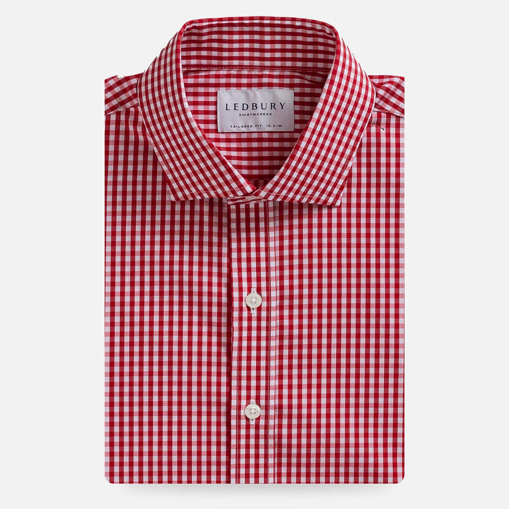 The Red Broughton Stretch Poplin Gingham Dress Shirt Dress Shirt- Ledbury