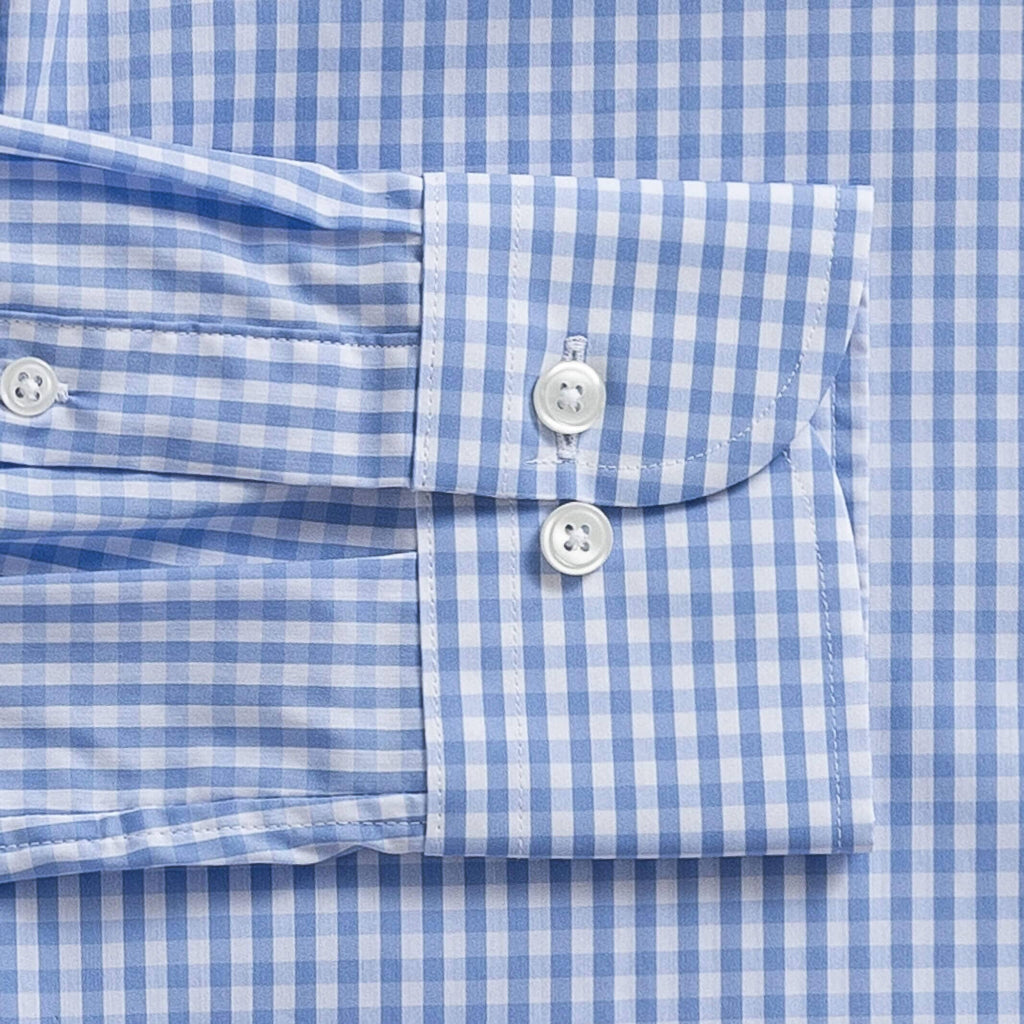 The Light Blue Broughton Stretch Poplin Gingham Dress Shirt Dress Shirt- Ledbury