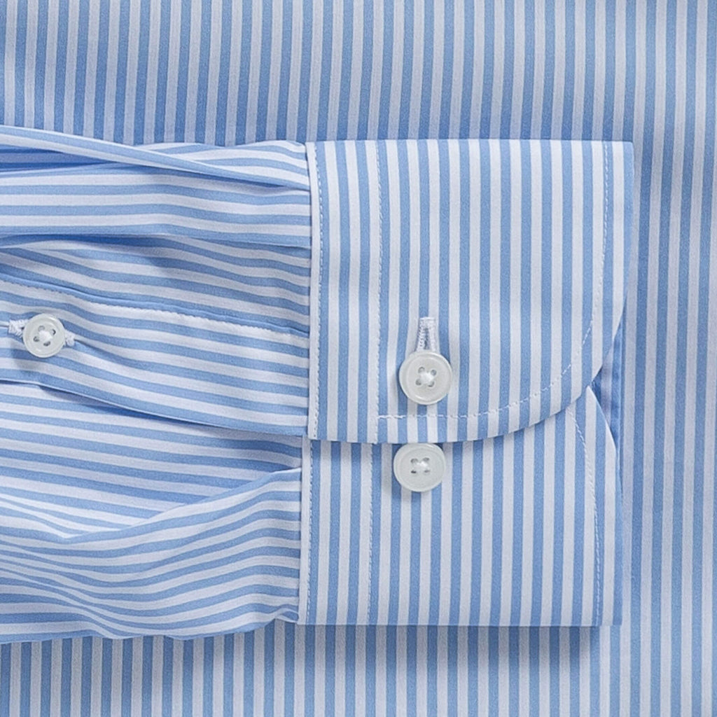 The Light Blue Broughton Stretch Poplin Stripe Dress Shirt Dress Shirt- Ledbury