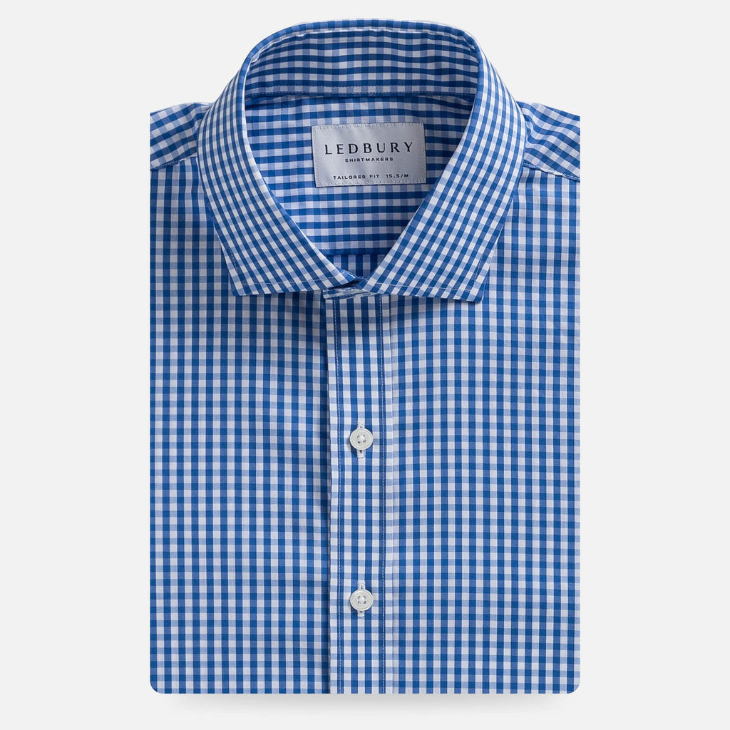 The Blue Broughton Stretch Poplin Gingham Dress Shirt Dress Shirt- Ledbury