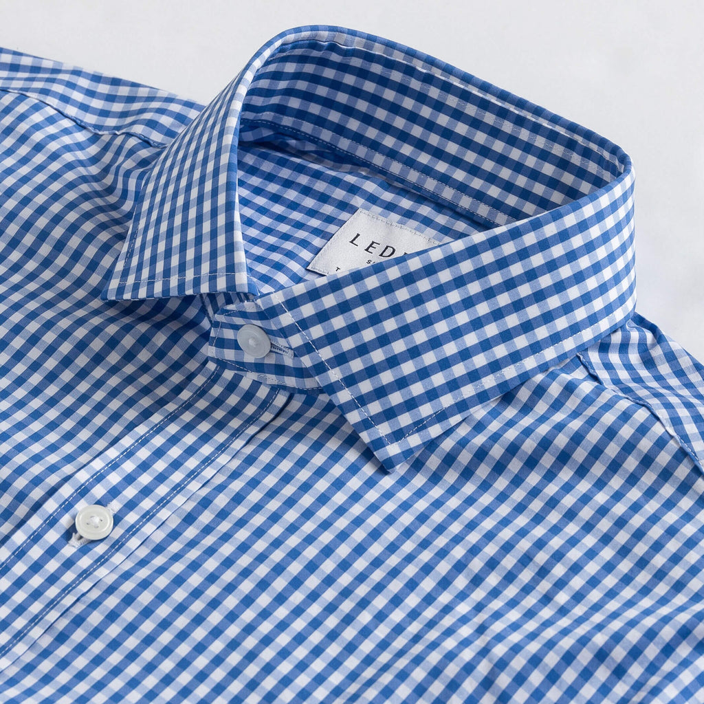 The Blue Broughton Stretch Poplin Gingham Dress Shirt Dress Shirt- Ledbury