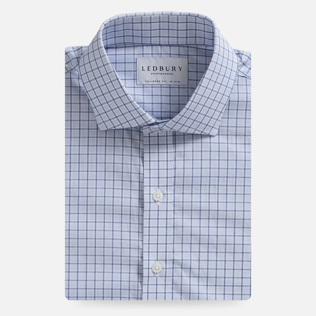 The Light Blue Winhall Poplin Check Dress Shirt Dress Shirt- Ledbury