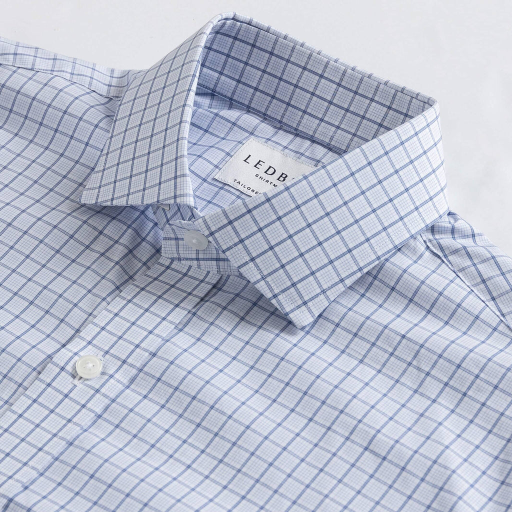 The Light Blue Winhall Poplin Check Dress Shirt Dress Shirt- Ledbury