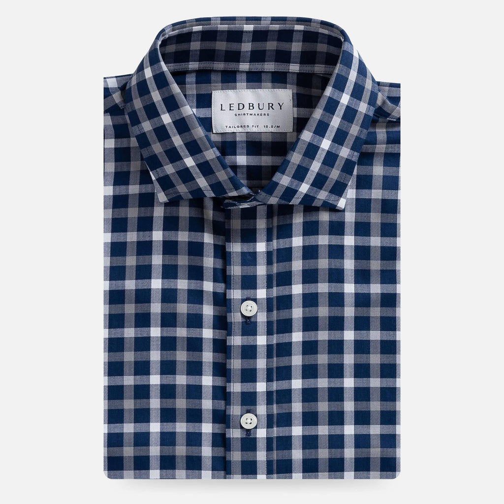 The Navy Blue Miller Check Casual Shirt Casual Shirt- Ledbury