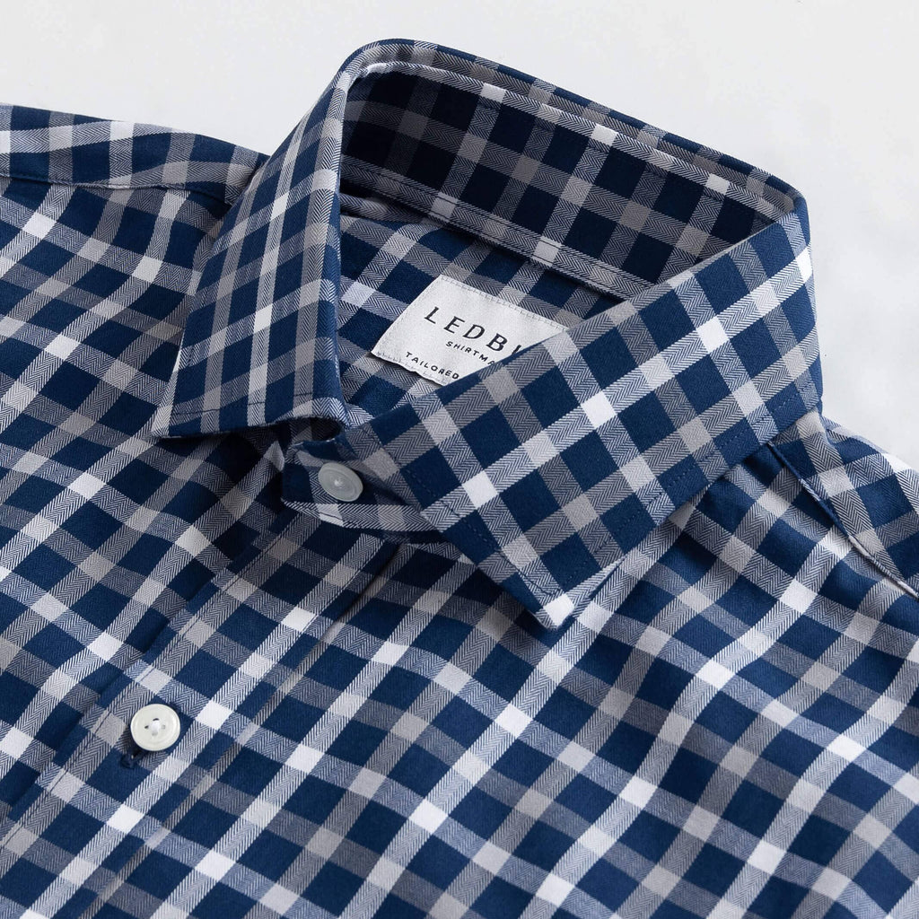 The Navy Blue Miller Check Casual Shirt Casual Shirt- Ledbury