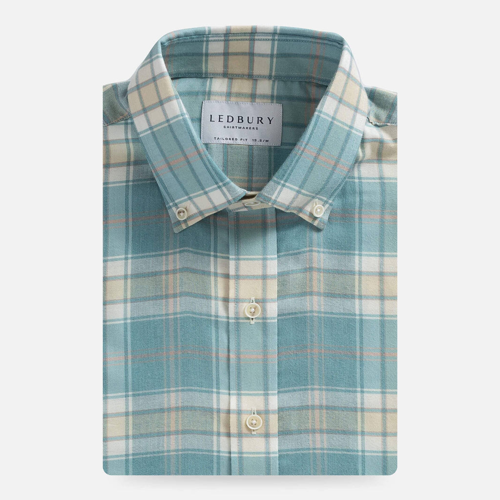 The Blue Mist Hartford Stretch Plaid Casual Shirt Casual Shirt- Ledbury