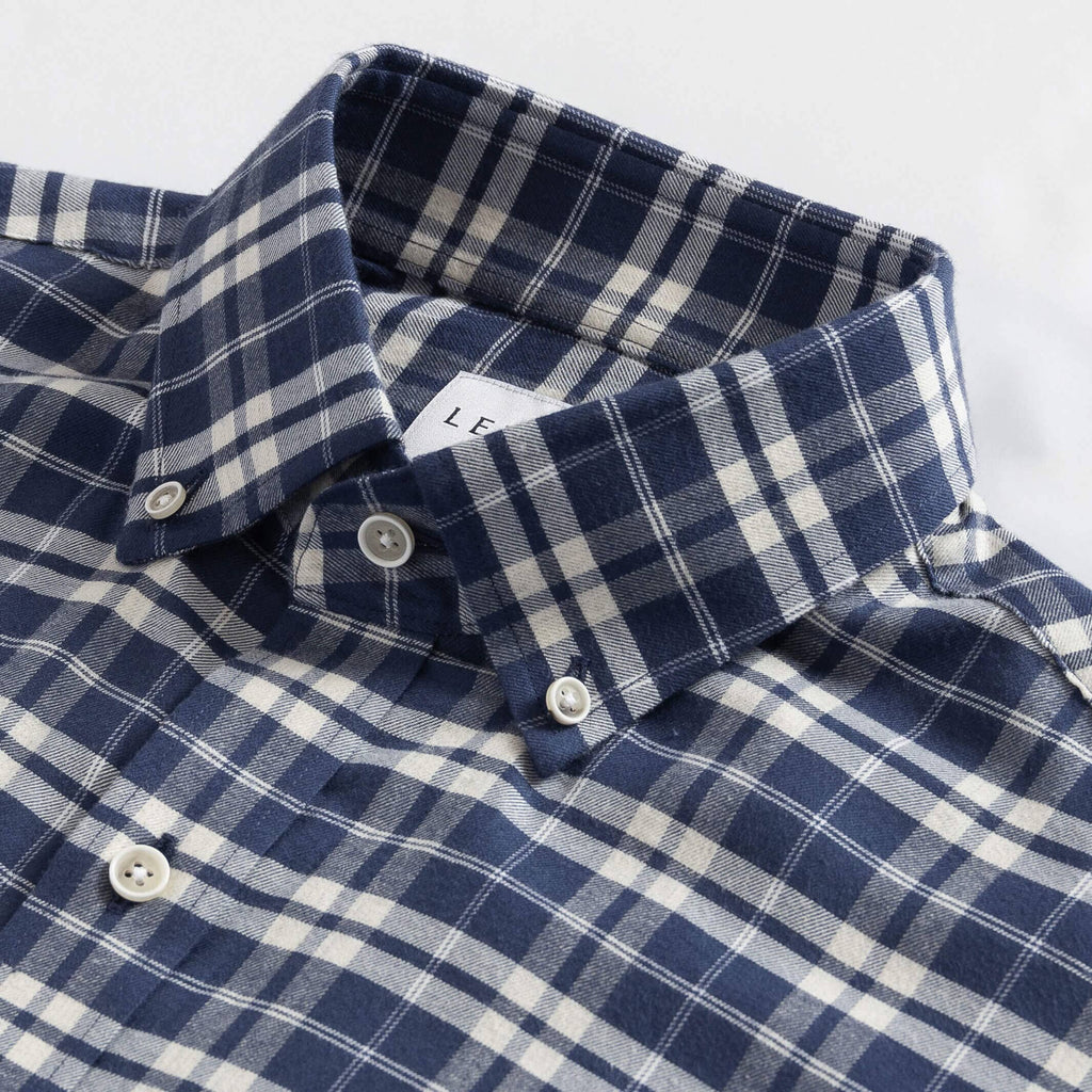 The Navy Hartford Stretch Plaid Casual Shirt Casual Shirt- Ledbury