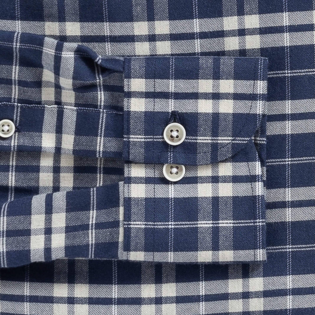 The Navy Hartford Stretch Plaid Casual Shirt Casual Shirt- Ledbury