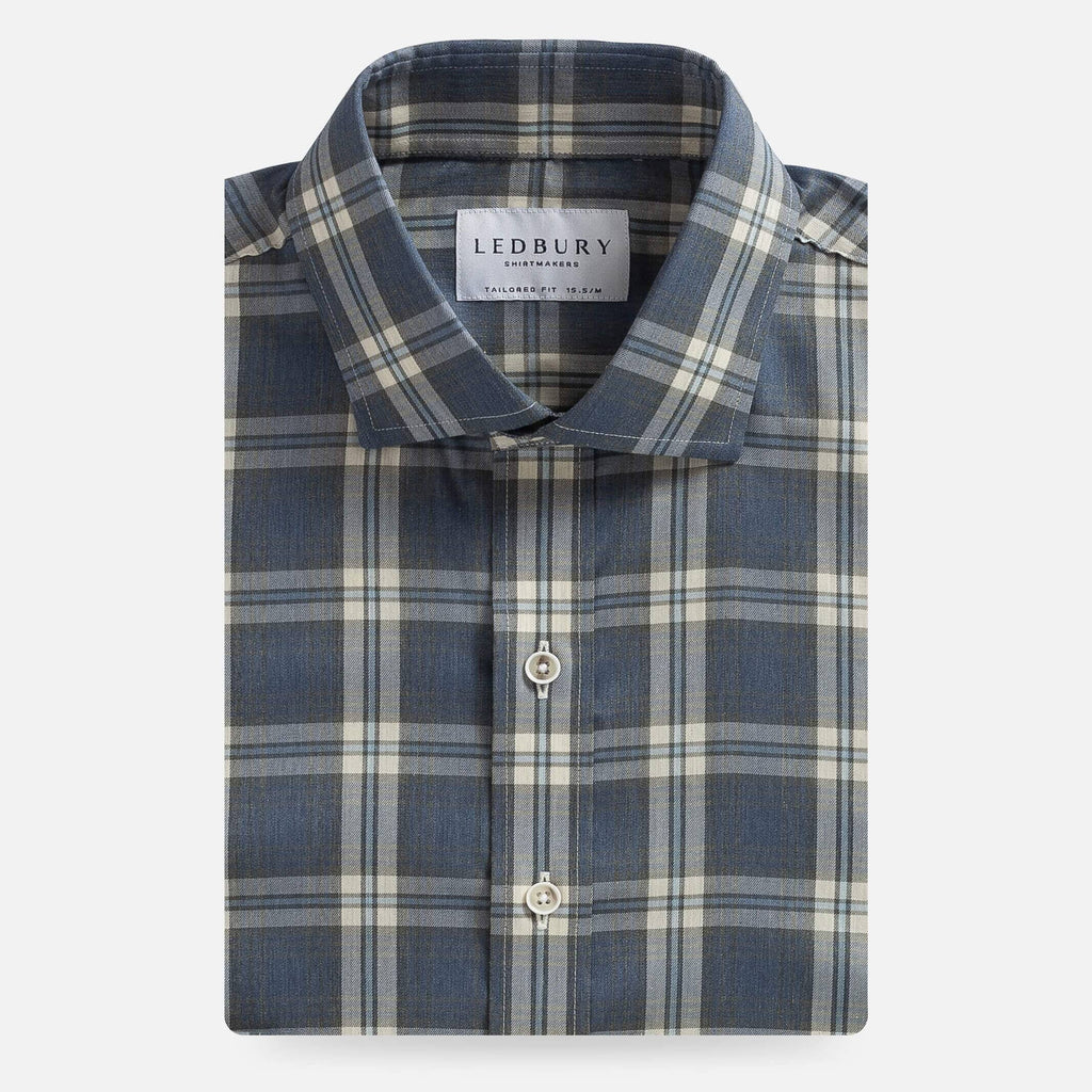 The Smoky Blue Osmond Stretch Plaid Casual Shirt Casual Shirt- Ledbury