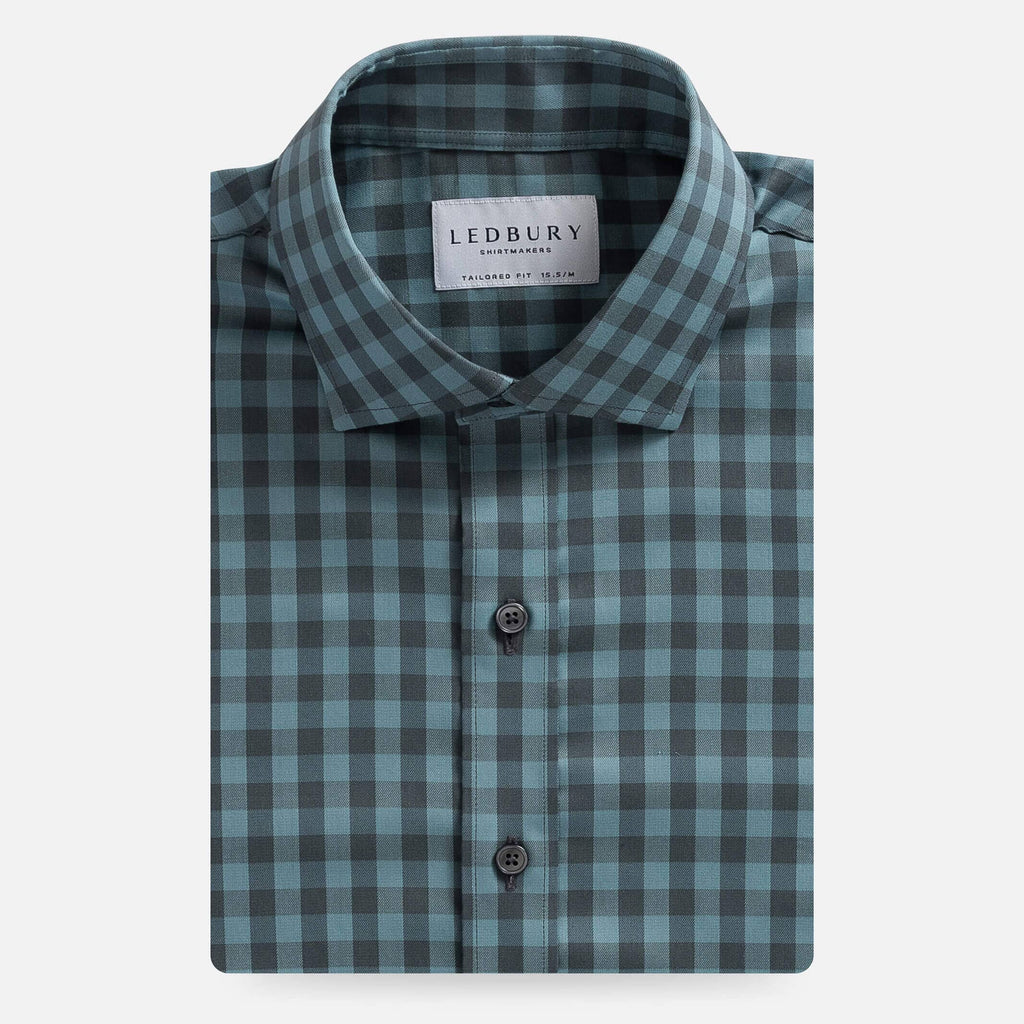 The Sea Green Chelsen Stretch Gingham Dress Shirt Dress Shirt- Ledbury