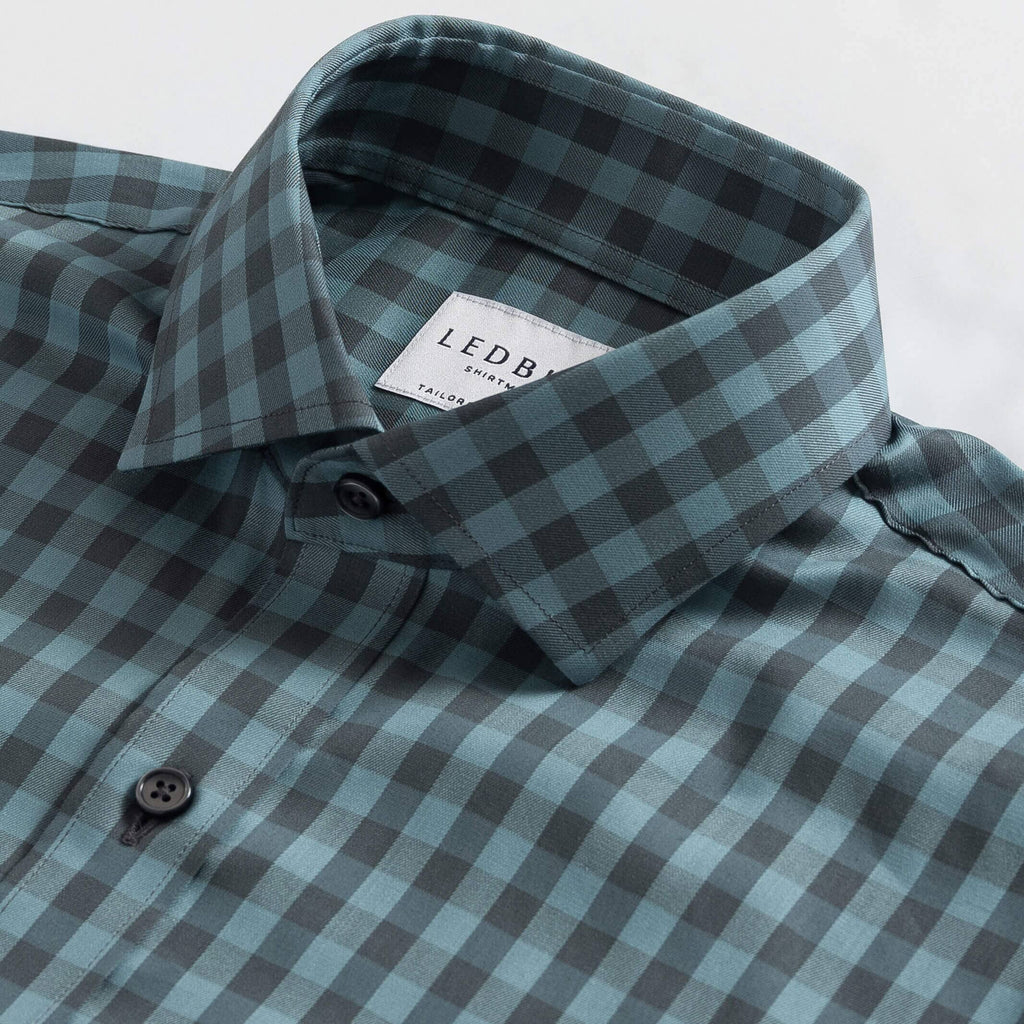 The Sea Green Chelsen Stretch Gingham Dress Shirt Dress Shirt- Ledbury