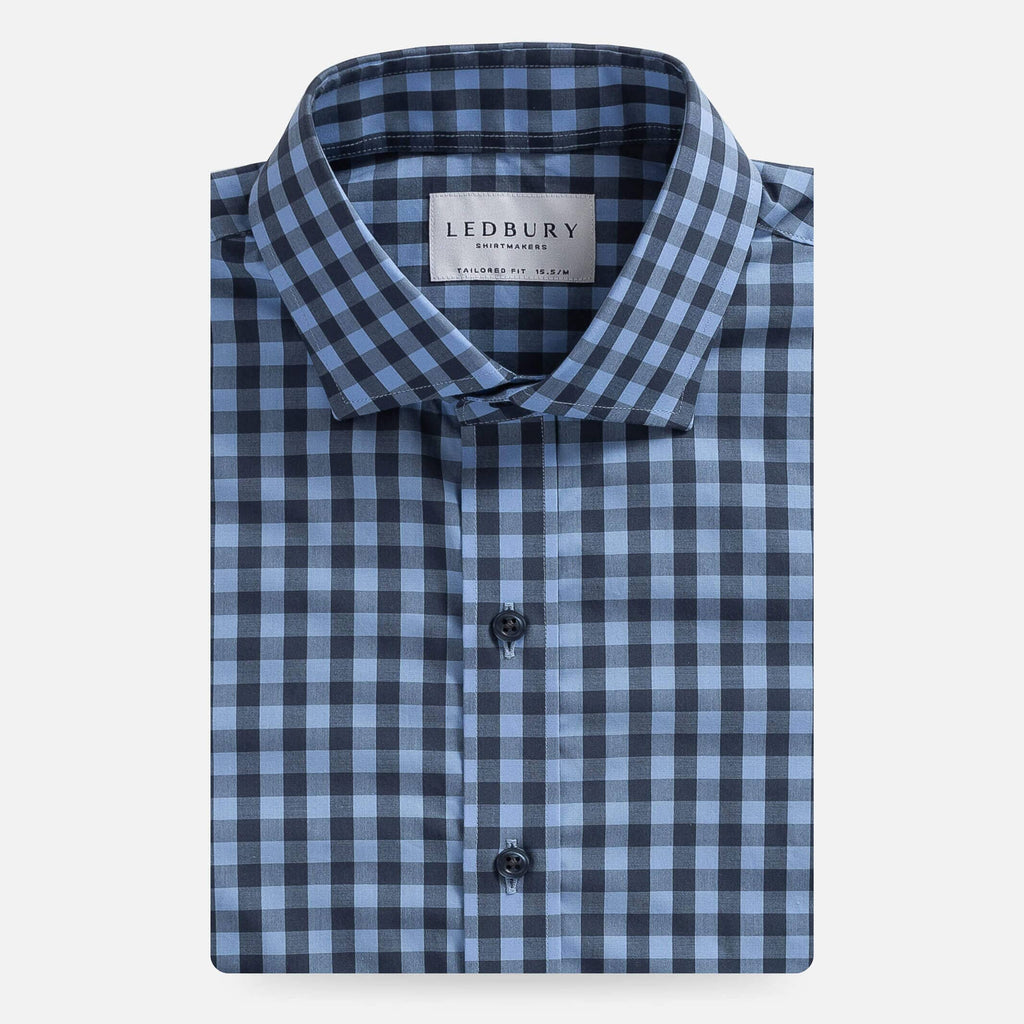 The Surf Blue Hayes Gingham Dress Shirt Dress Shirt- Ledbury