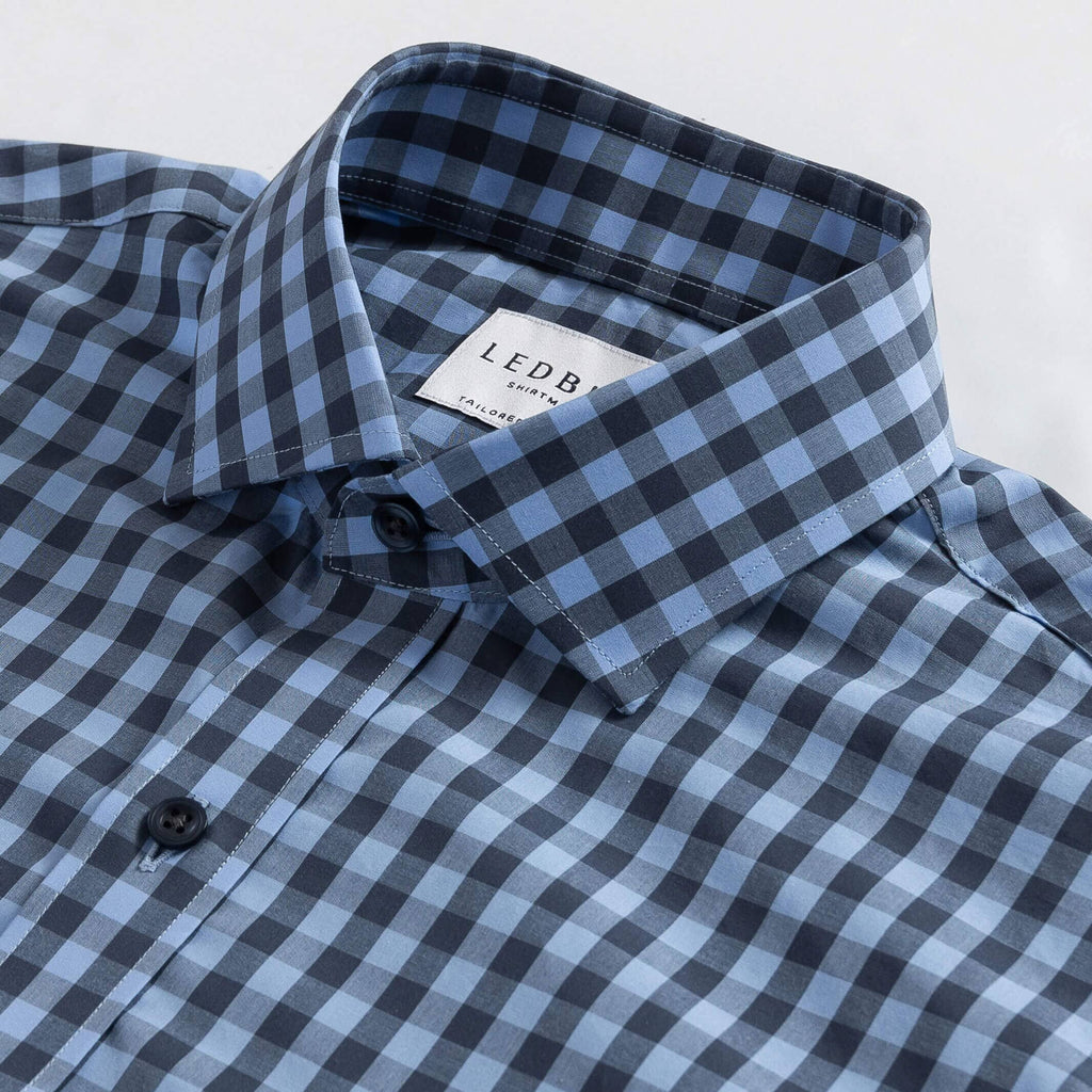 The Surf Blue Hayes Gingham Dress Shirt Dress Shirt- Ledbury