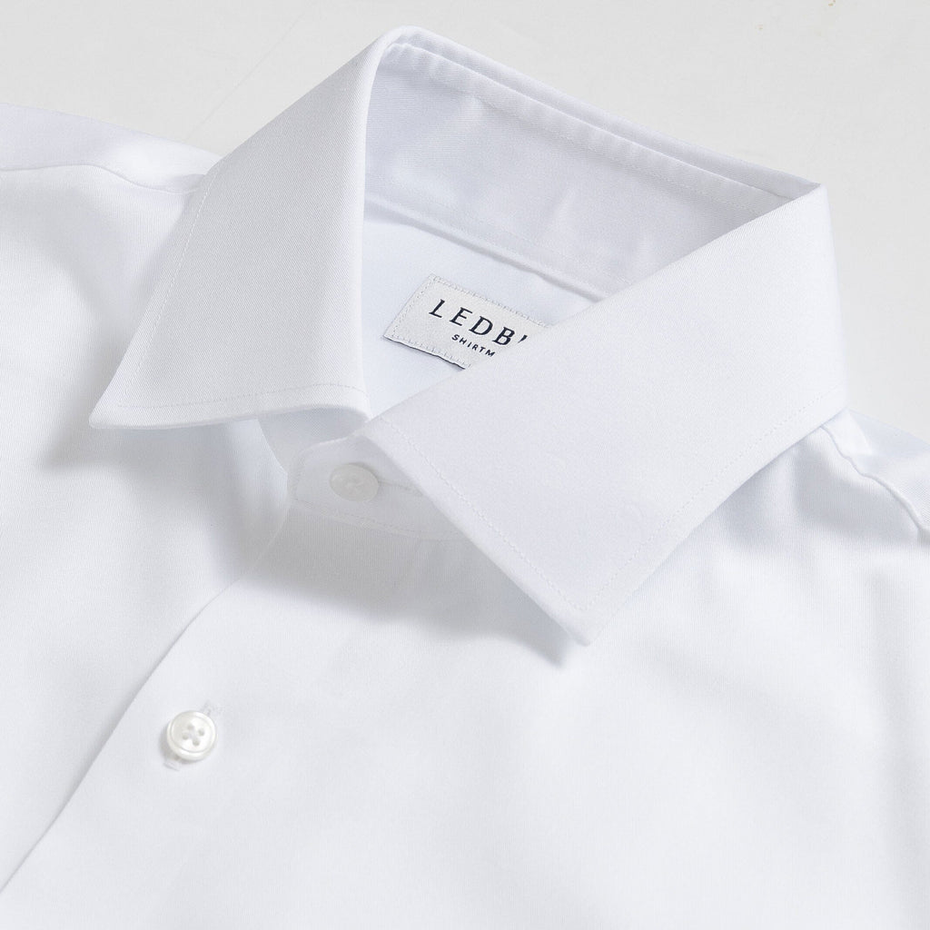 The White Madison Fine Twill with French Placket Custom Shirt Custom Dress Shirt- Ledbury