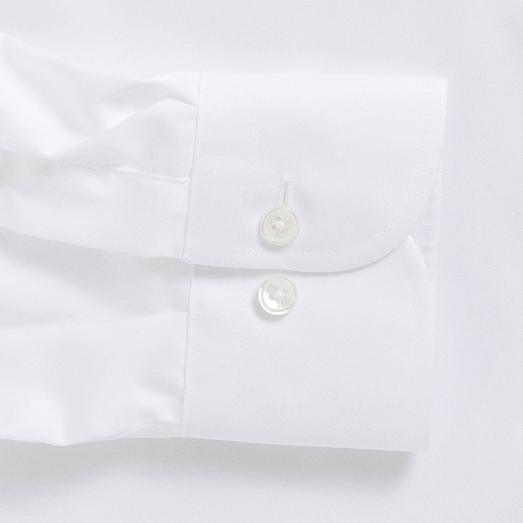 The White Madison Fine Twill with French Placket Custom Shirt Custom Dress Shirt- Ledbury