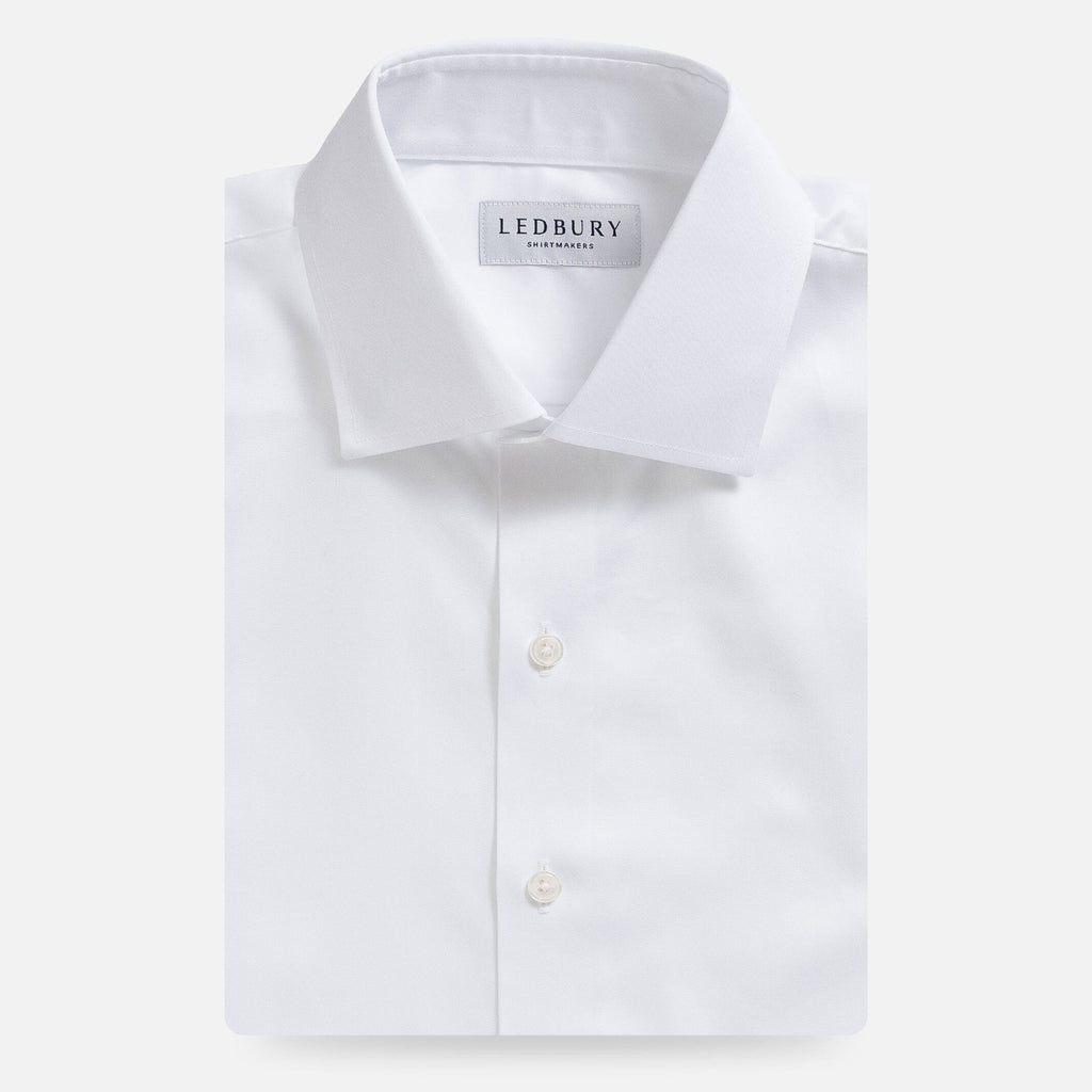 The White Madison Fine Twill with French Placket Custom Shirt Custom Dress Shirt- Ledbury