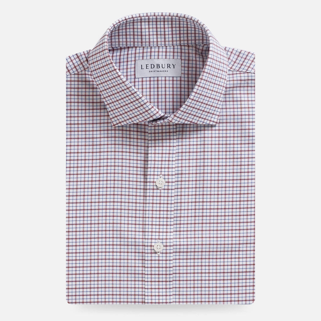 The Red Journey Flex Performance Grid Check Custom Shirt Custom Dress Shirt- Ledbury