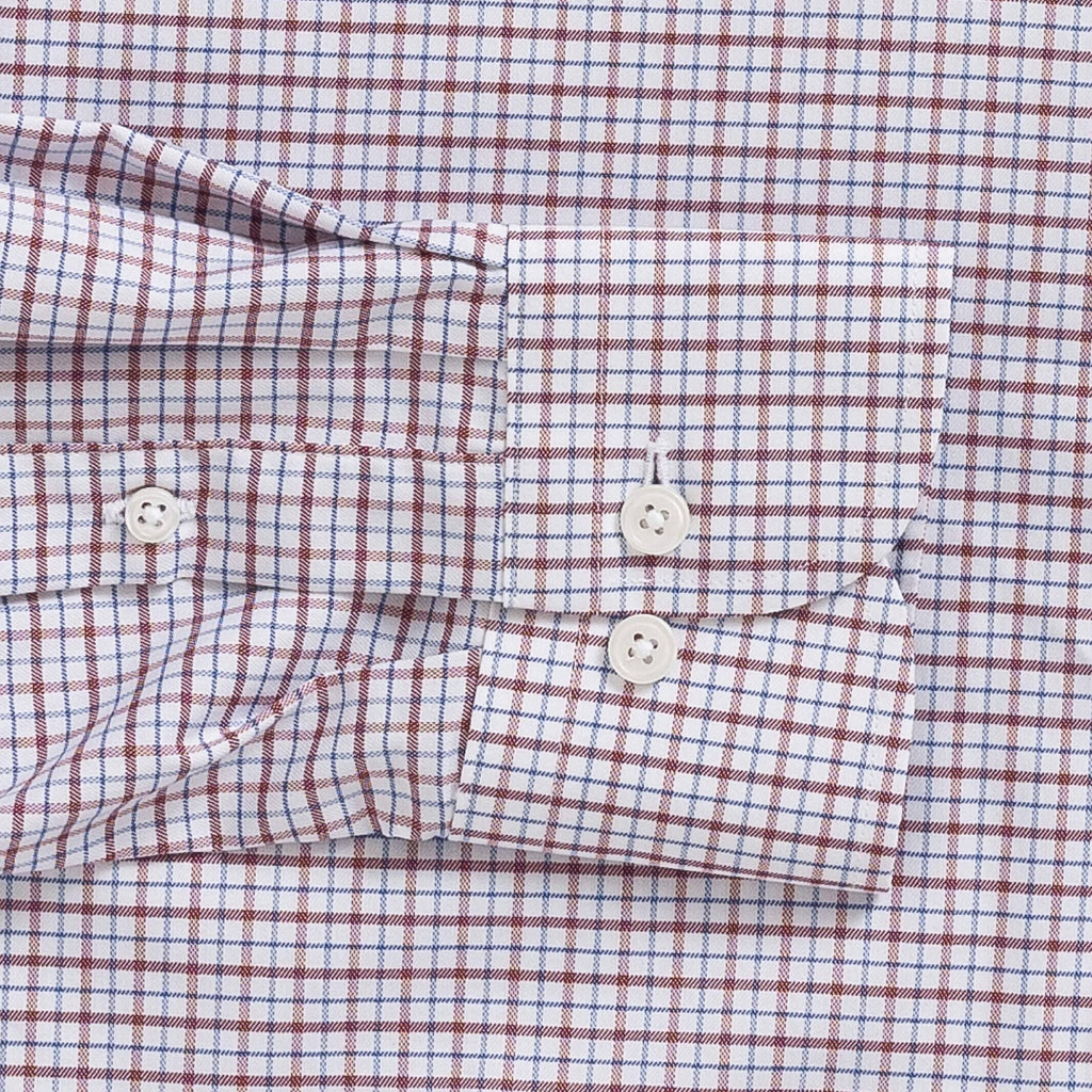 The Red Journey Flex Performance Grid Check Custom Shirt Custom Dress Shirt- Ledbury