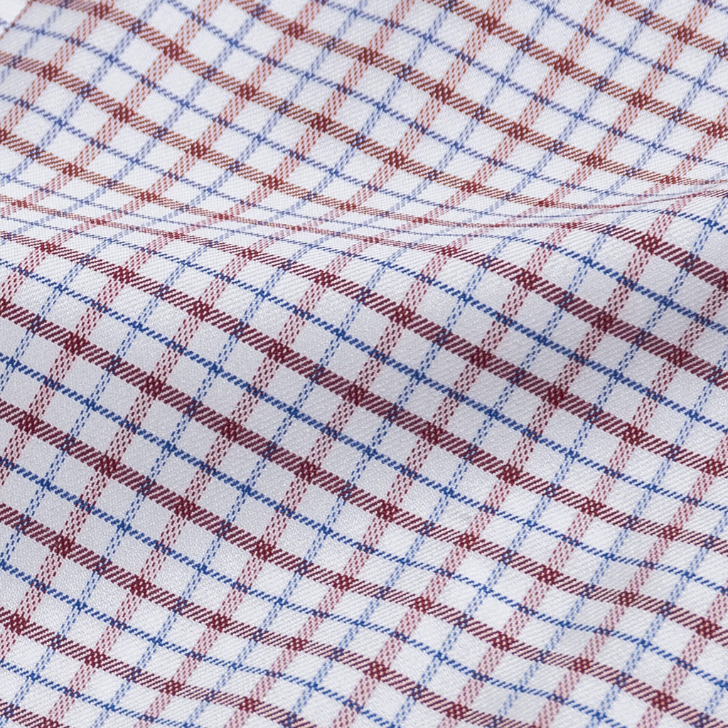 The Red Journey Flex Performance Grid Check Custom Shirt Custom Dress Shirt- Ledbury