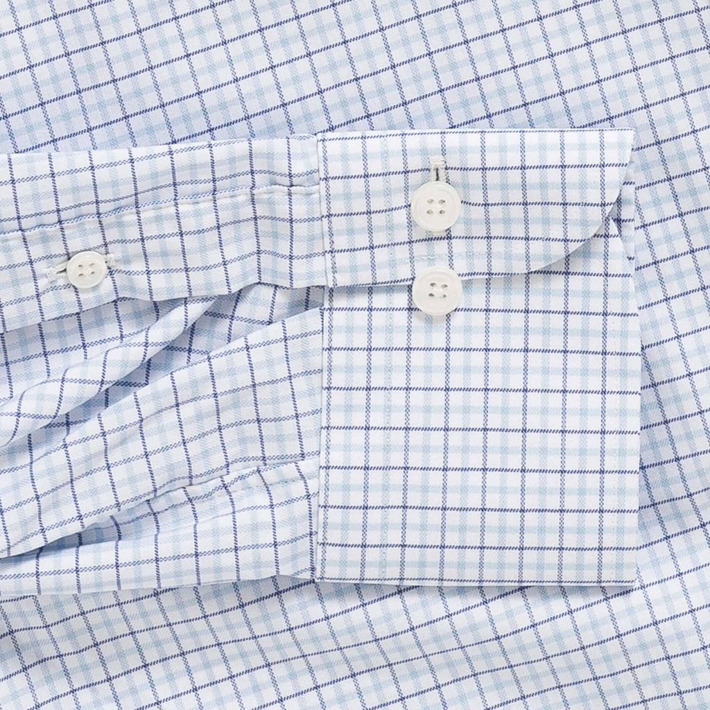 The Light Blue Journey Flex Performance Grid Check Custom Shirt Custom Dress Shirt- Ledbury