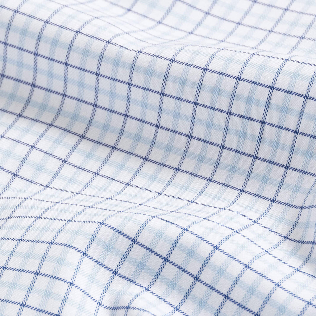 The Light Blue Journey Flex Performance Grid Check Custom Shirt Custom Dress Shirt- Ledbury