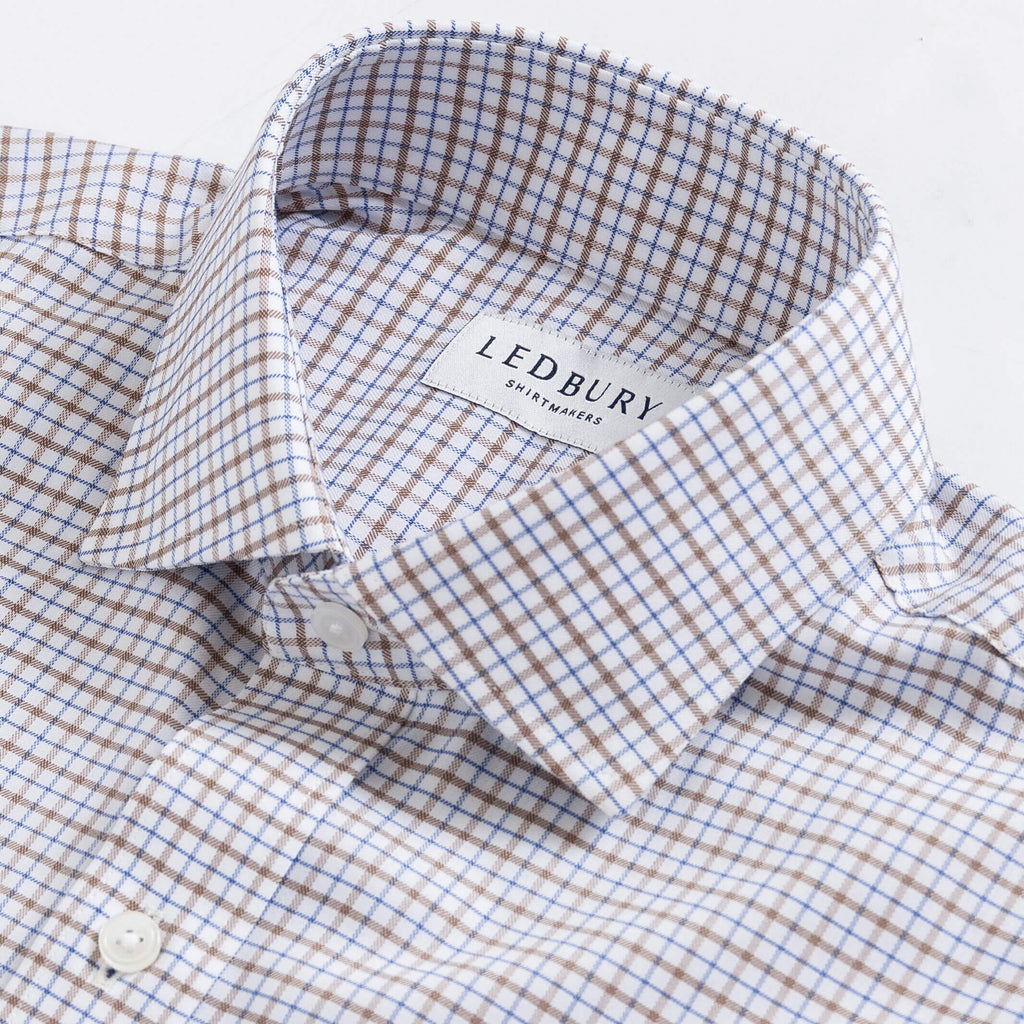 The Brown Journey Flex Performance Grid Check Custom Shirt Custom Dress Shirt- Ledbury