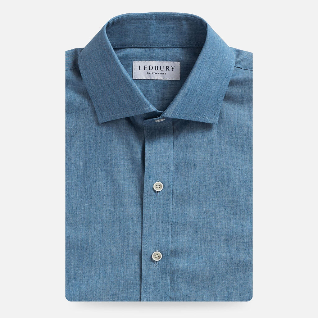 The Washed Blue Nelson Chambray Custom Shirt Custom Dress Shirt- Ledbury