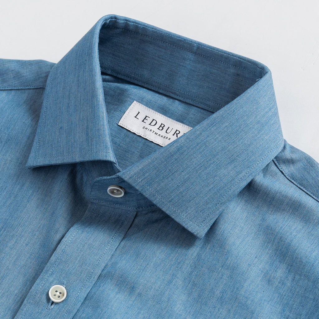 The Washed Blue Nelson Chambray Custom Shirt Custom Dress Shirt- Ledbury