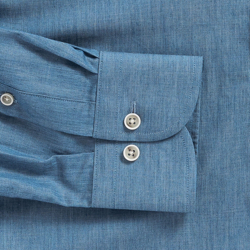 The Washed Blue Nelson Chambray Custom Shirt Custom Dress Shirt- Ledbury