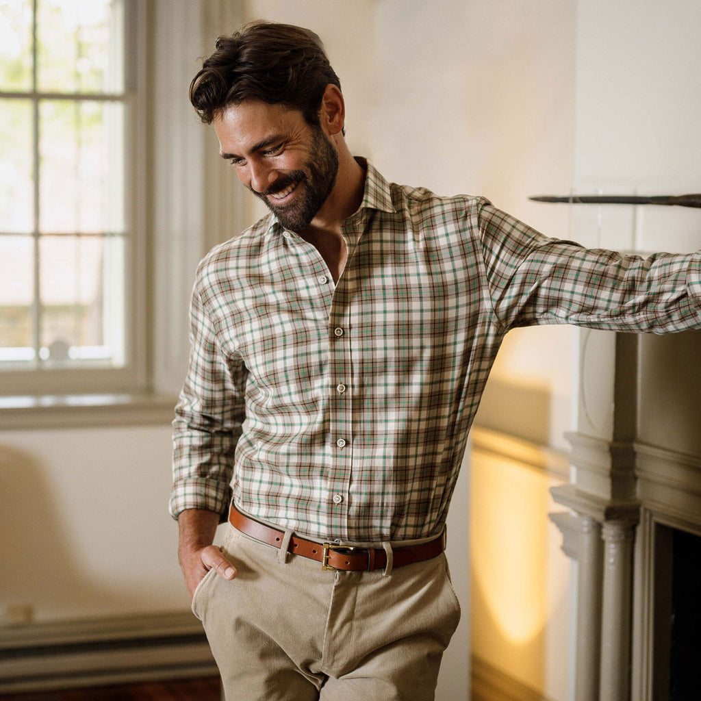 The Green Bradford Plaid Custom Shirt Custom Casual Shirt- Ledbury