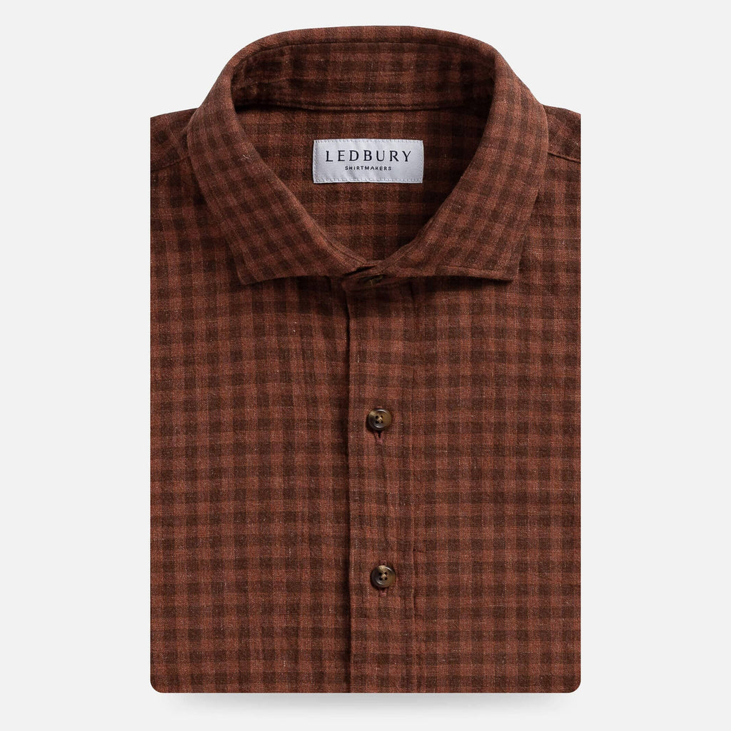 The Baked Clay Briese Linen Gingham Custom Shirt Custom Casual Shirt- Ledbury