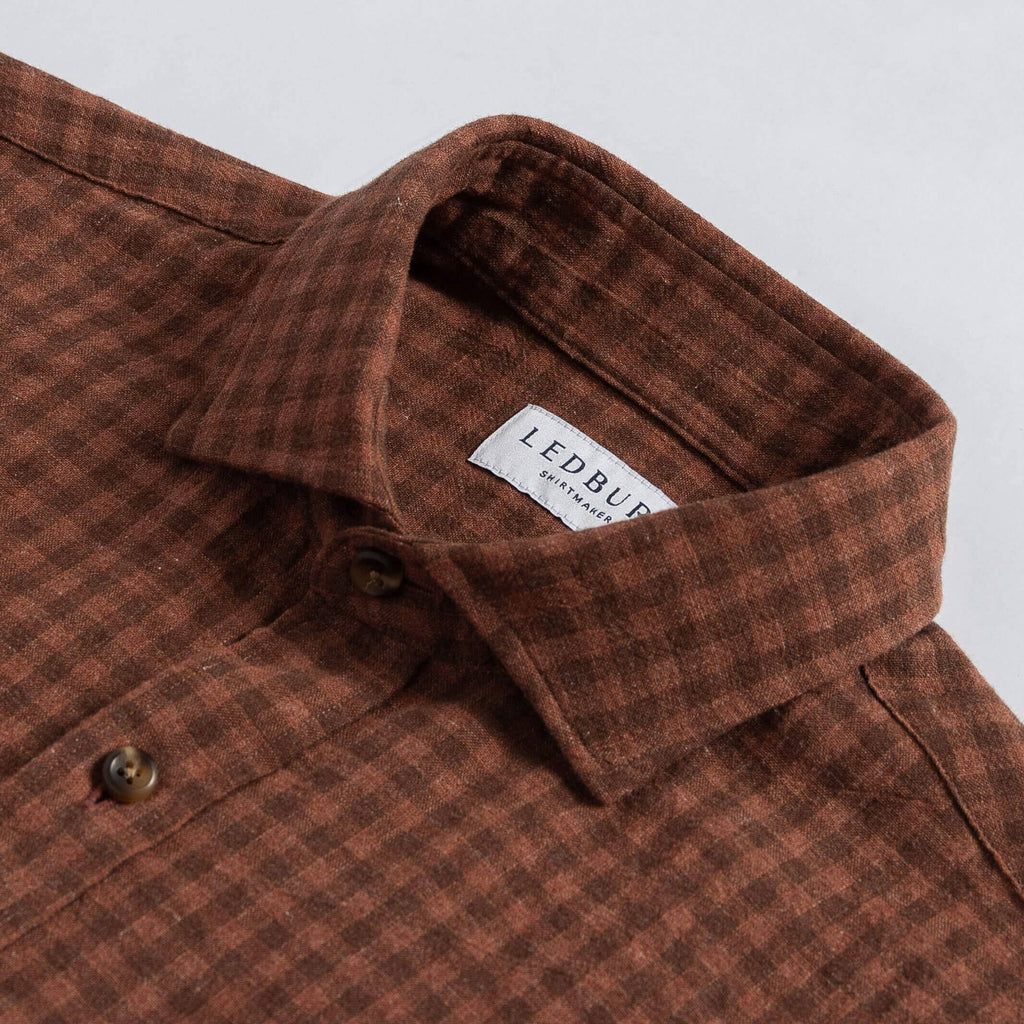 The Baked Clay Briese Linen Gingham Custom Shirt Custom Casual Shirt- Ledbury