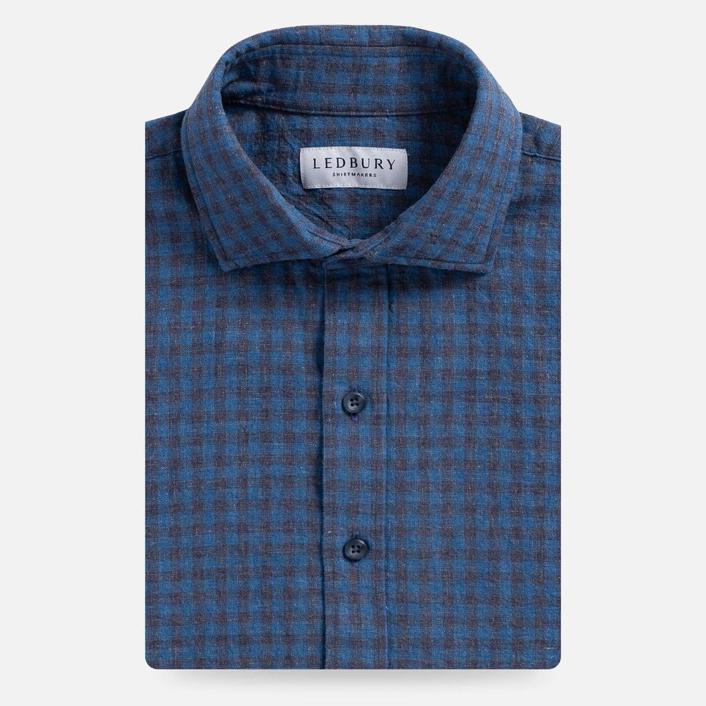 The Blue Briese Linen Gingham Custom Shirt Custom Casual Shirt- Ledbury