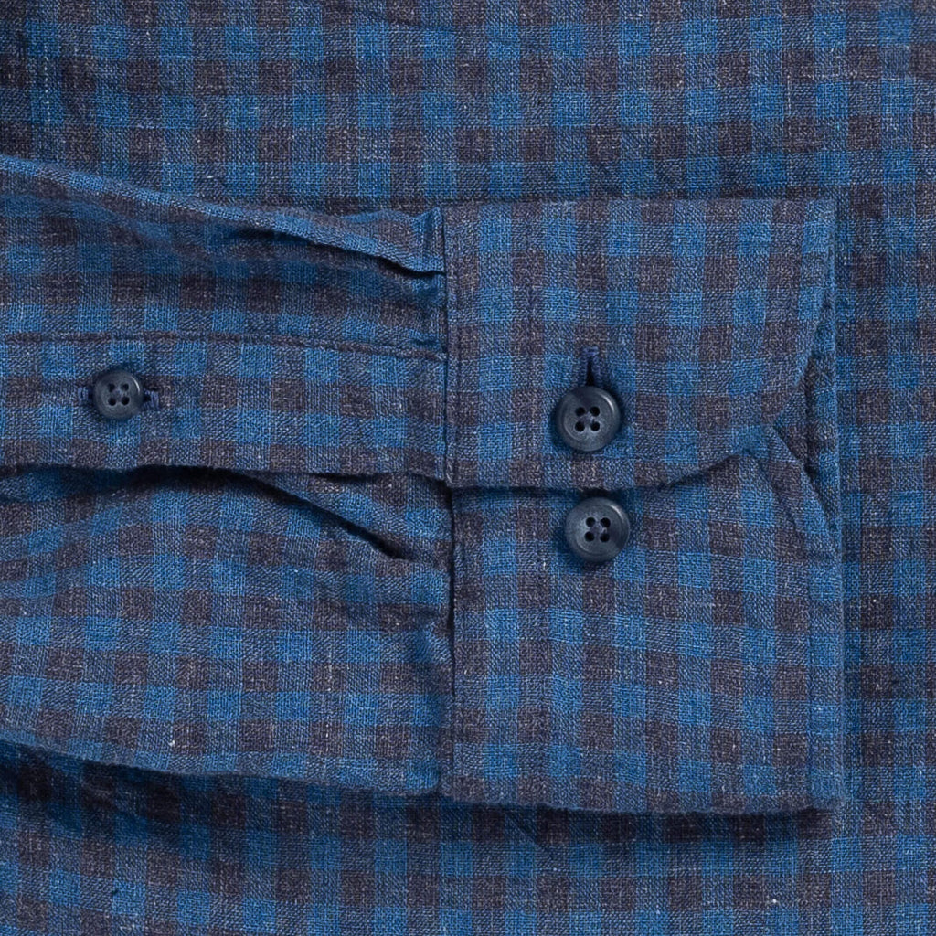 The Blue Briese Linen Gingham Custom Shirt Custom Casual Shirt- Ledbury