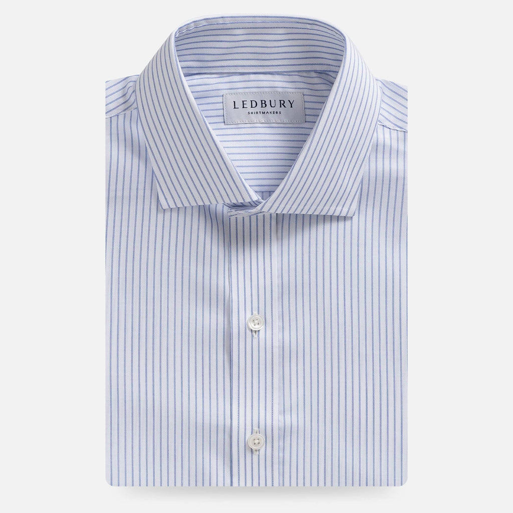 The Blue Owenby Comfort Stretch Stripe Custom Shirt Custom Dress Shirt- Ledbury