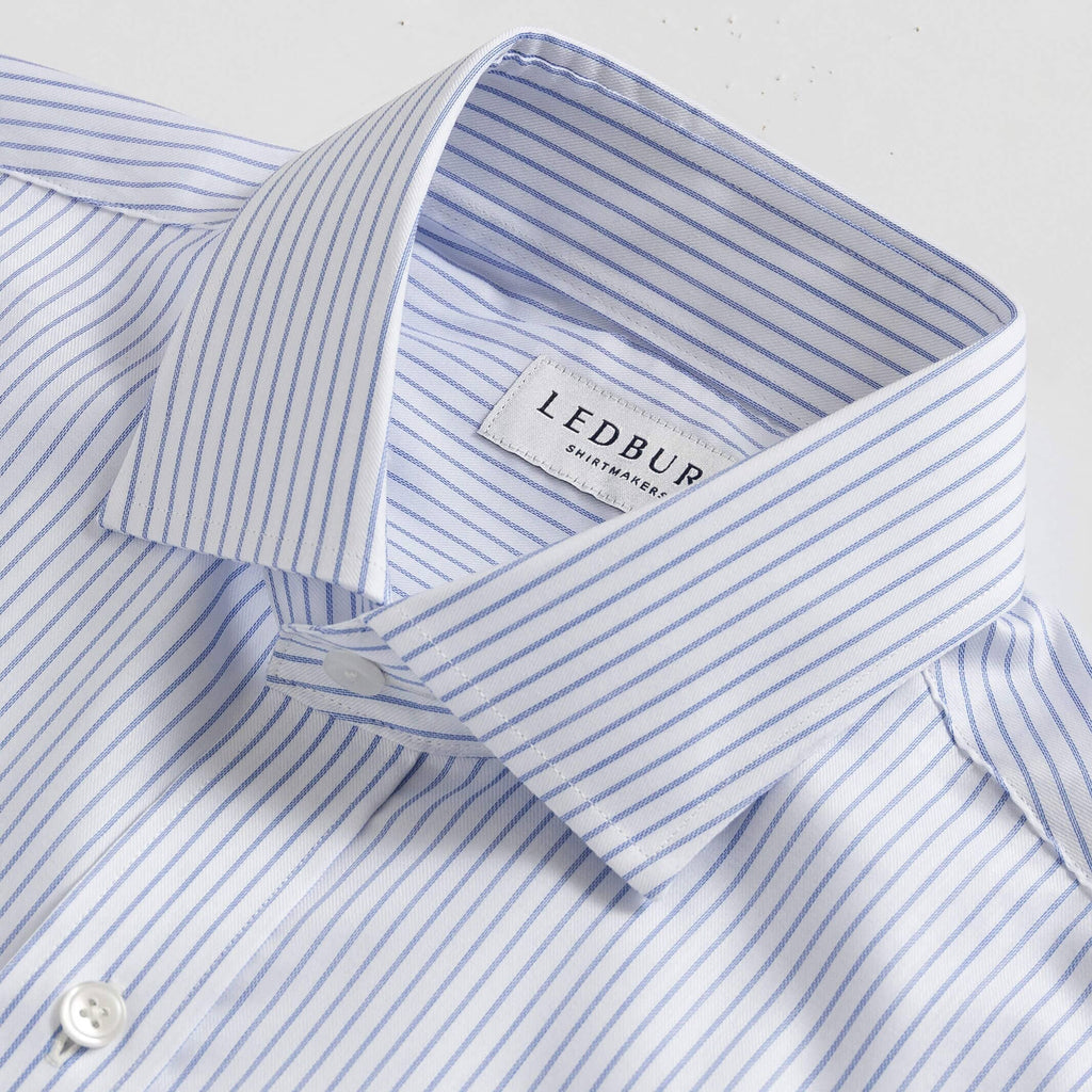 The Blue Owenby Comfort Stretch Stripe Custom Shirt Custom Dress Shirt- Ledbury