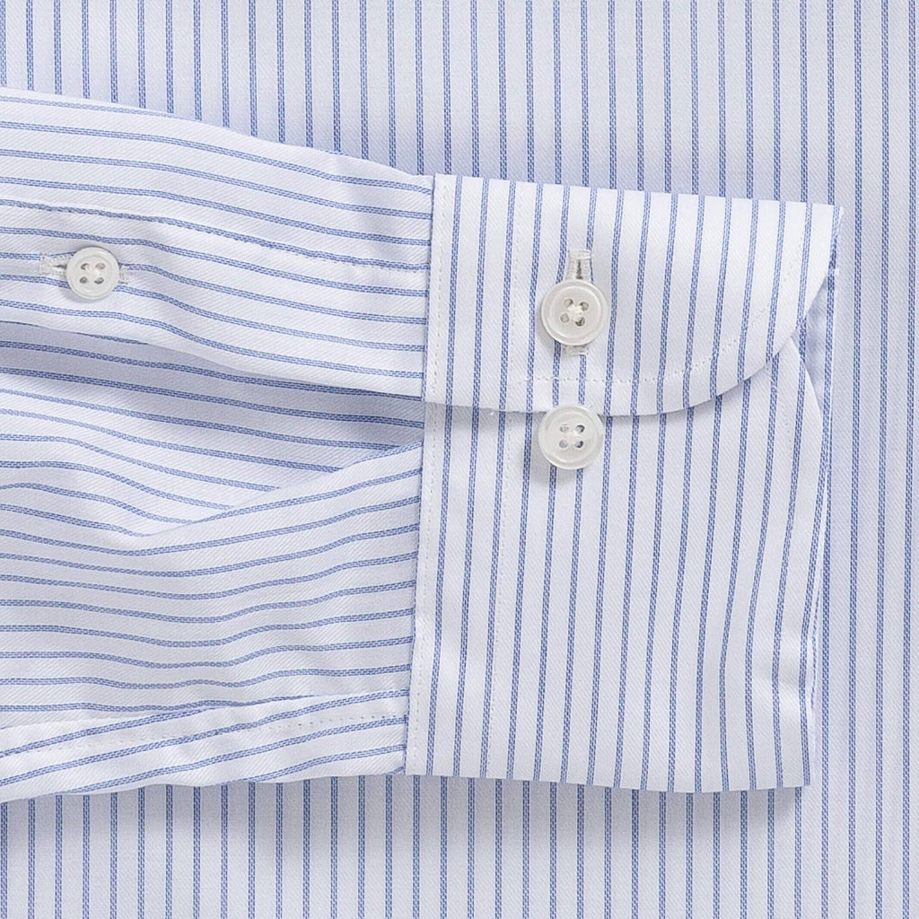 The Blue Owenby Comfort Stretch Stripe Custom Shirt Custom Dress Shirt- Ledbury