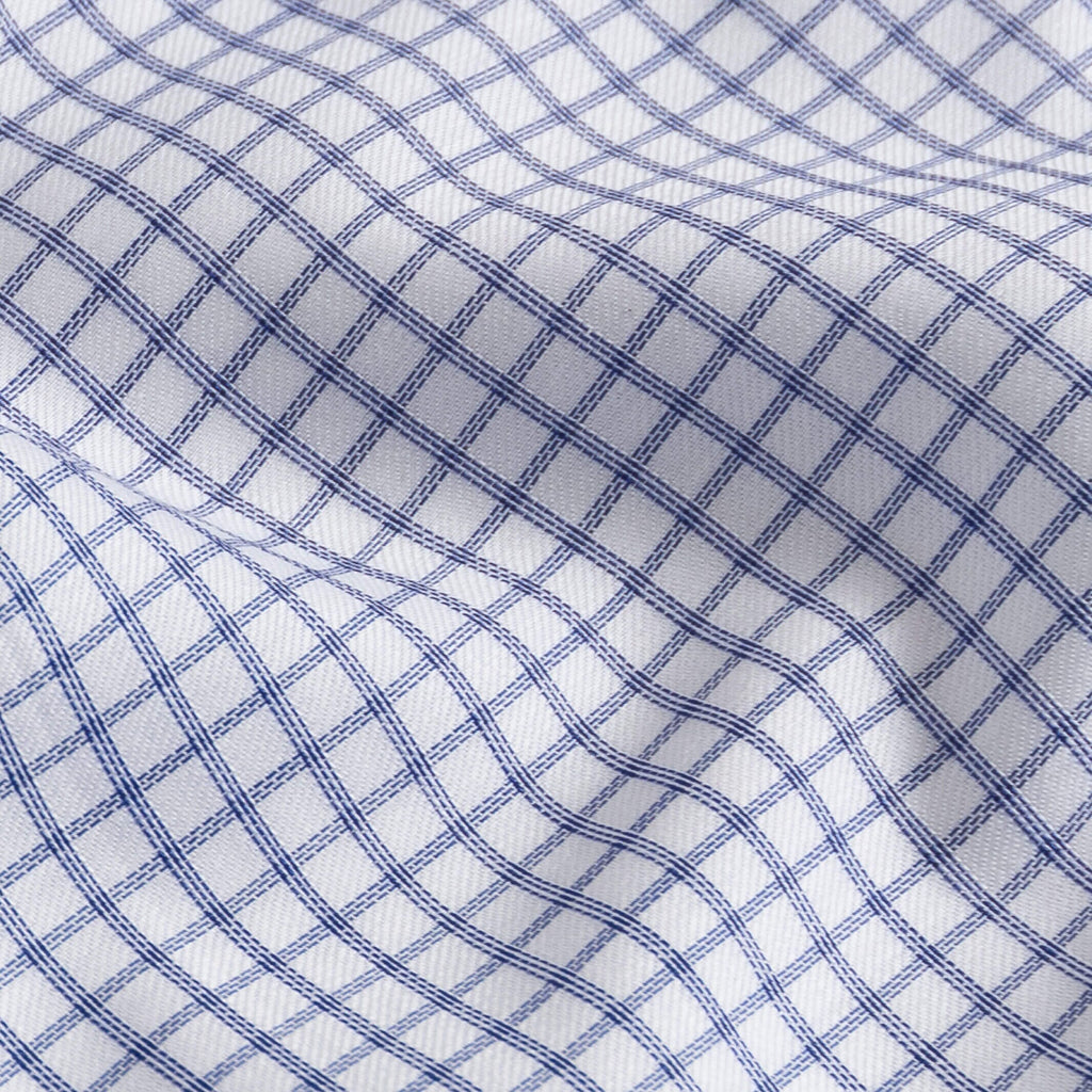 The Navy Owenby Comfort Stretch Check Custom Shirt Custom Dress Shirt- Ledbury