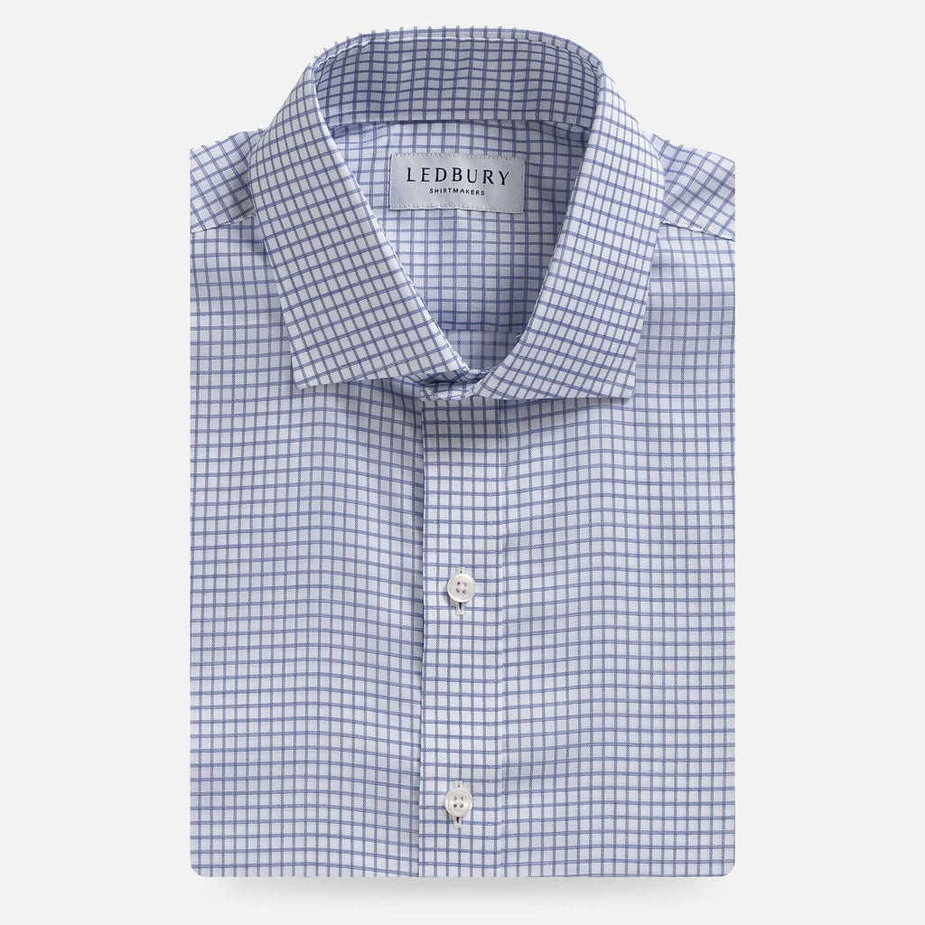 The Navy Owenby Comfort Stretch Check Custom Shirt Custom Dress Shirt- Ledbury