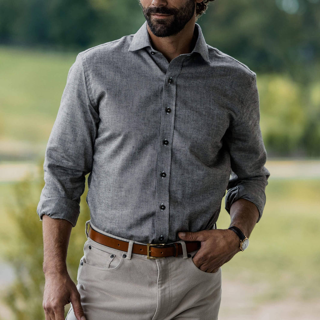 The Brown Andover Herringbone Custom Shirt Custom Casual Shirt- Ledbury