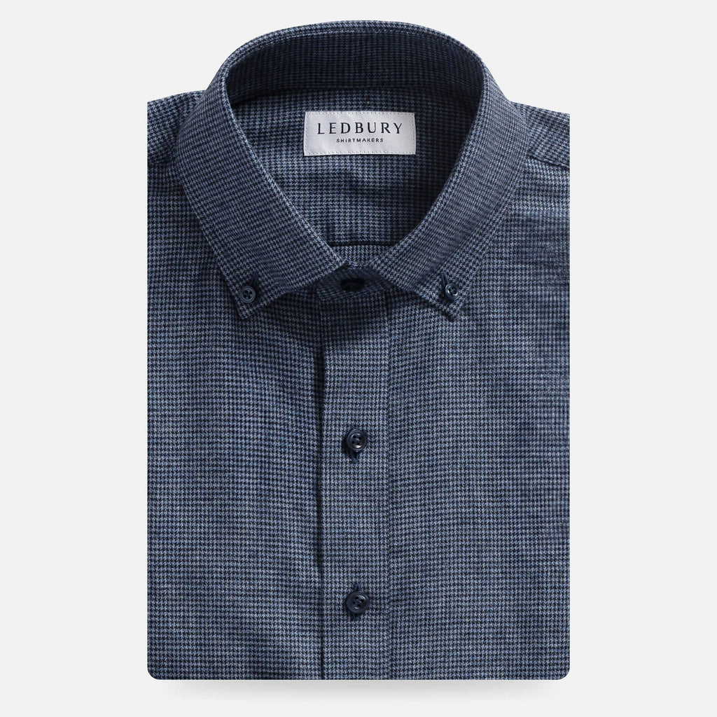 The Blue Conlon Houndstooth Custom Shirt Custom Casual Shirt- Ledbury